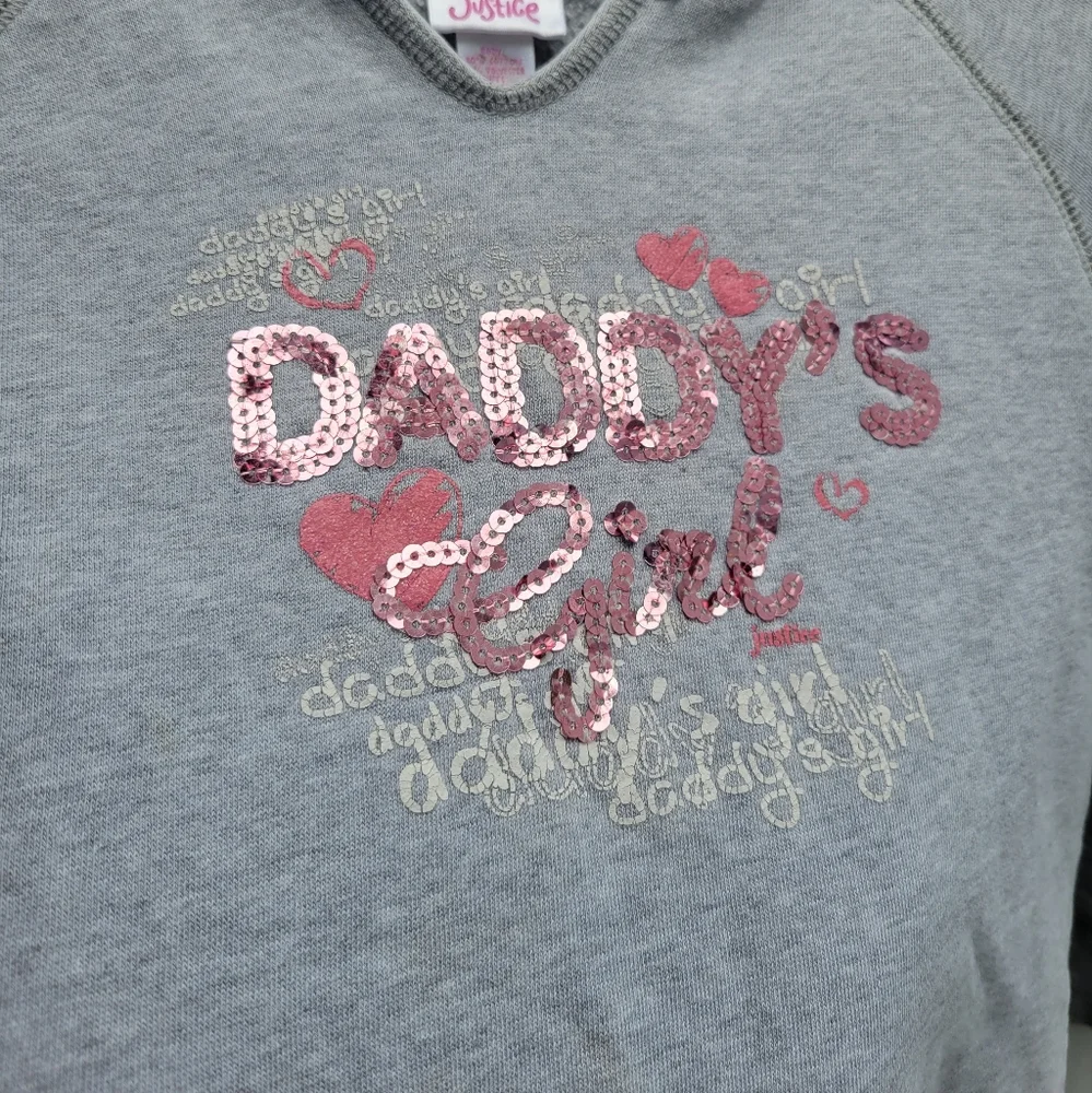 Justice Daddys Girl sequin hoodie sweater 6x 7 xxs